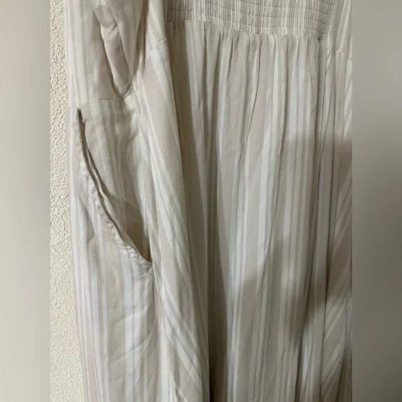 Torrid Dress Sleeveless Beige/White Challis Asymmetrical Button Front Size 2 - Picture 5 of 7